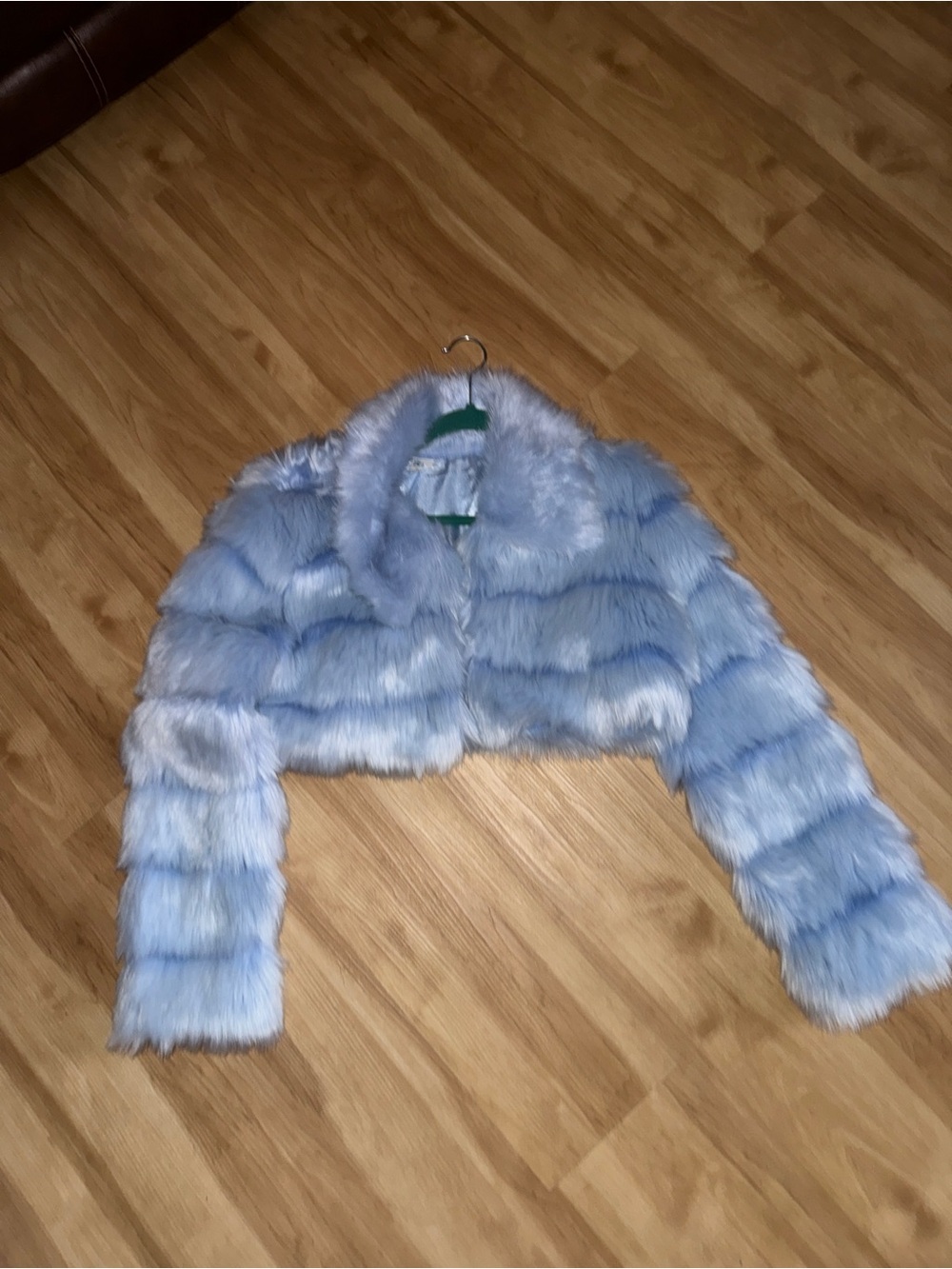 iHeartRaves Light Blue Faux Fur Cropped Puffer Jacket - Picture 10 of 10